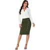 image:imageLYANER Womens Button Stretch Casual Pencil SkirtArmy Green