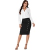 image:imageLYANER Womens Button Stretch Casual Pencil SkirtBlack