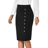 image:imageLYANER Womens Button Stretch Casual Pencil SkirtBlack