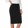 image:imageLYANER Womens Button Stretch Casual Pencil SkirtBlack