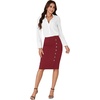 image:imageLYANER Womens Button Stretch Casual Pencil SkirtBurgundy