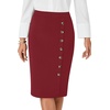 image:imageLYANER Womens Button Stretch Casual Pencil SkirtBurgundy
