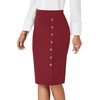 image:imageLYANER Womens Button Stretch Casual Pencil SkirtBurgundy