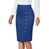 image:imageLYANER Womens Button Stretch Casual Pencil SkirtDark Blue