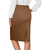 image:imageLYANER Womens Button Stretch Casual Pencil SkirtDark Brown