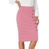 image:imageLYANER Womens Button Stretch Casual Pencil SkirtDusty Pink