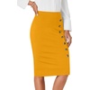 image:imageLYANER Womens Button Stretch Casual Pencil SkirtGinger