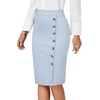 image:imageLYANER Womens Button Stretch Casual Pencil SkirtLight Blue