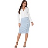 image:imageLYANER Womens Button Stretch Casual Pencil SkirtLight Blue