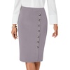 image:imageLYANER Womens Button Stretch Casual Pencil SkirtLight Gray