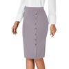 image:imageLYANER Womens Button Stretch Casual Pencil SkirtLight Gray