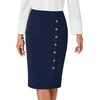 image:imageLYANER Womens Button Stretch Casual Pencil SkirtNavy Blue