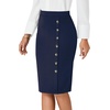 image:imageLYANER Womens Button Stretch Casual Pencil SkirtNavy Blue