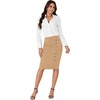 image:imageLYANER Womens Button Stretch Casual Pencil SkirtSolid Brown