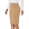 image:imageLYANER Womens Button Stretch Casual Pencil SkirtSolid Brown