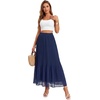 image:imageLYANER Womens Chiffon Pleated Elastic High Waisted Flowy A Line Layered Vacation Long SkirtsDark Blue