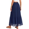 image:imageLYANER Womens Chiffon Pleated Elastic High Waisted Flowy A Line Layered Vacation Long SkirtsDark Blue