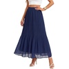 image:imageLYANER Womens Chiffon Pleated Elastic High Waisted Flowy A Line Layered Vacation Long SkirtsDark Blue