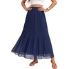 image:imageLYANER Womens Chiffon Pleated Elastic High Waisted Flowy A Line Layered Vacation Long SkirtsDark Blue