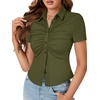 image:imageLYANER Womens Collar V Neck Business Casual TopsArmy Green