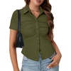 image:imageLYANER Womens Collar V Neck Business Casual TopsArmy Green