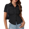 image:imageLYANER Womens Collar V Neck Business Casual TopsBlack