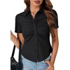 image:imageLYANER Womens Collar V Neck Business Casual TopsBlack