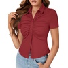 image:imageLYANER Womens Collar V Neck Business Casual TopsBurgundy