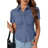 image:imageLYANER Womens Collar V Neck Business Casual TopsDark Blue