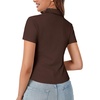 image:imageLYANER Womens Collar V Neck Business Casual TopsDark Brown