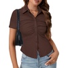 image:imageLYANER Womens Collar V Neck Business Casual TopsDark Brown