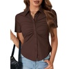 image:imageLYANER Womens Collar V Neck Business Casual TopsDark Brown