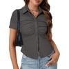 image:imageLYANER Womens Collar V Neck Business Casual TopsDark Gray