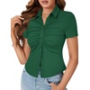 image:imageLYANER Womens Collar V Neck Business Casual TopsDark Green