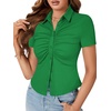 image:imageLYANER Womens Collar V Neck Business Casual TopsGrass Green