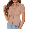 image:imageLYANER Womens Collar V Neck Business Casual TopsKhaki