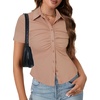image:imageLYANER Womens Collar V Neck Business Casual TopsKhaki