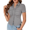 image:imageLYANER Womens Collar V Neck Business Casual TopsLight Gray