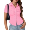image:imageLYANER Womens Collar V Neck Business Casual TopsLight Pink