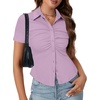 image:imageLYANER Womens Collar V Neck Business Casual TopsLight Purple