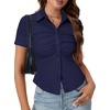 image:imageLYANER Womens Collar V Neck Business Casual TopsNavy