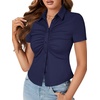 image:imageLYANER Womens Collar V Neck Business Casual TopsNavy