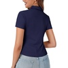 image:imageLYANER Womens Collar V Neck Business Casual TopsNavy