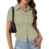 image:imageLYANER Womens Collar V Neck Business Casual TopsPea Green
