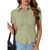 image:imageLYANER Womens Collar V Neck Business Casual TopsPea Green