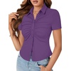 image:imageLYANER Womens Collar V Neck Business Casual TopsPurple