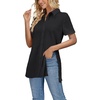 image:imageLYANER Womens Collar V Neck Split Hem BlouseBlack