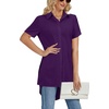 image:imageLYANER Womens Collar V Neck Split Hem BlouseDark Purple