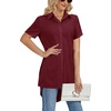 image:imageLYANER Womens Collar V Neck Split Hem BlouseDeep Red