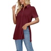 image:imageLYANER Womens Collar V Neck Split Hem BlouseDeep Red